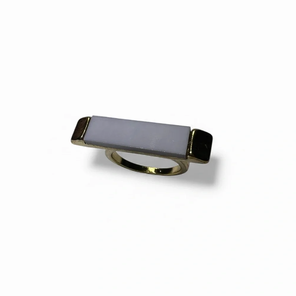 Gold Bar Ring/ Resin~Royal Blue/Gray Colors
